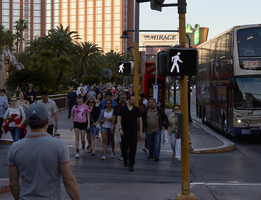 Pedestrian traffic on Las Vegas Boulevard, Las Vegas, Nevada: digital photograph