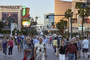 Pedestrian traffic on Las Vegas Boulevard, Las Vegas, Nevada: digital photograph