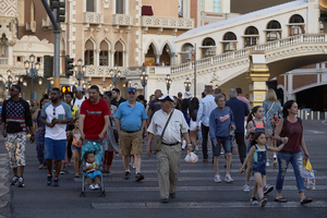 Pedestrian traffic on Las Vegas Boulevard, Las Vegas, Nevada: digital photograph