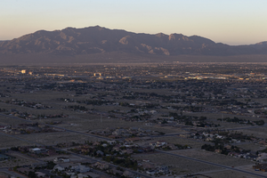 Gas Mountain range at sunset from the top of Lone Mountain, Las Vegas, Nevada: digital photograph