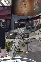 Pedestrians walking on a Las Vegas Strip footbridge from above, Las Vegas, Nevada : digital photograph