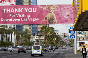 Signage along Las Vegas Boulevard near Sahara Avenue, Las Vegas, Nevada: digital photograph