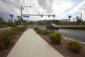 Landscaping at Red Rock Ranch Road and  West Sahara Avenue looking south, Las Vegas, Nevada: digital photograph