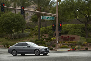 Landscaping at Red Rock Ranch Road and  West Sahara Avenue looking south, Las Vegas, Nevada: digital photograph