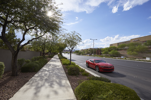 Traffic on West Sahara Avenue at Pavilion Center Drive, Las Vegas, Nevada: digital photograph