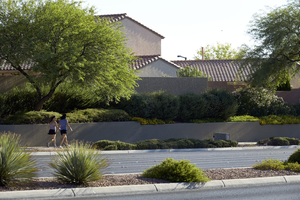 Walkers use sidewalks along West Sahara Avenue, Las Vegas, Nevada: digital photograph
