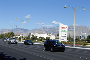 West Sahara Avenue and commercial development at South Hualapai Way looking west, Las Vegas, Nevada: digital photograph