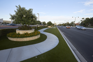 Landscaping for the Sahara Center commercial development along West Sahara Avenue looking east, Las Vegas, Nevada: digital photograph