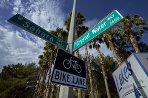Street signs on West Sahara Avenue near South Durango Drive, Las Vegas, Nevada: digital photograph