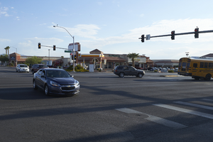 Shell gasonline and Green Valley mini market on South Torrey Pines Drive, Las Vegas, Nevada: digital photograph