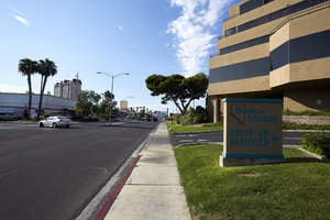 The Bank of Nevada on West Sahara Avenue looking south down Paseo Del Prado, Las Vegas, Nevada: digital photograph
