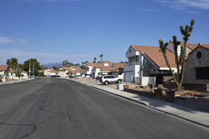 Single family neighborhood on Sidonia Avenue north of West Sahara Avenue looking west, Las Vegas, Nevada: digital photograph