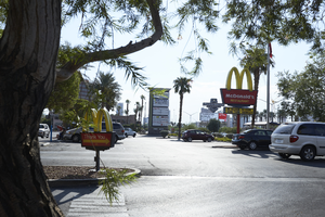 Signage along West Sahara Avenue at Paseo Del Prado looking east, Las Vegas, Nevada: digital photograph