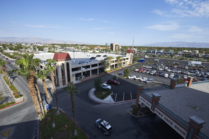 Parking at the Palace Station on West Sahara Avenue looking west, Las Vegas, Nevada: digital photograph