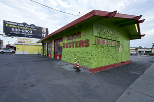 The Smog Busters on West Sahara Avenue looking east, Las Vegas, Nevada: digital photograph