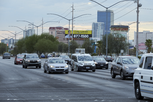 Traffic on West Sahara Avenue at South Valley View Boulevard looking east, Las Vegas, Nevada: digital photograph