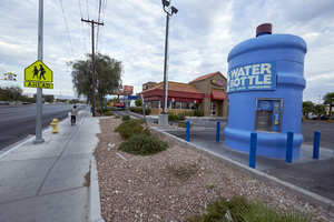 The Water Bottle business on West Sahara Avenue at South Valley View Boulevard looking west, Las Vegas, Nevada: digital photograph