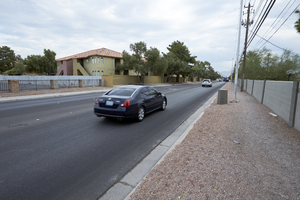 Sidewalks on South Arville Street at West Sahara Avenue looking north, Las Vegas, Nevada: digital photograph