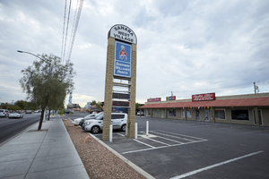 Businesses on West Sahara Avenue east of South Arville Street, Las Vegas, Nevada: digital photograph