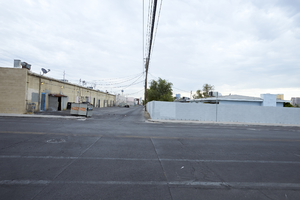 Alley devides businesses and single family homes along West Sahara Avenue, Las Vegas, Nevada: digital photograph