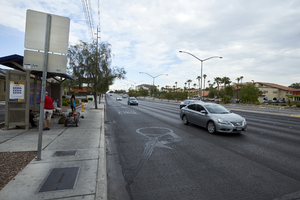 Traffic on West Sahara Avenue near Richfield Boulevard looking west, Las Vegas, Nevada: digital photograph