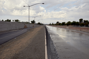 Flamingo Arroyo Trail and Flamingo Wash at Nellis Bouleavard south of East Sahara Avenue looking west, Clark County, Nevada: digital photograph