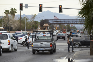 Traffic on Nellis Boulevard near East Sahara Avenue looking south, Clark County, Nevada: digital photograph