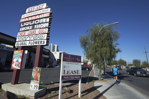 Runner on East Sahara Avenue at Van Patten Street looking west, Las Vegas, Nevada: digital photograph