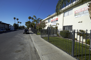 The Waikiki Palms Apartments on Lynnwood Street looking south, Las Vegas, Nevada: digital photograph
