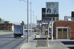 Signs on Paradise Road looking north, Las Vegas, Nevada: digital photograph