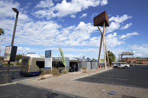 A-mall sign on East Sahara Avenue at Maryland Parkway looking north, Las Vegas, Nevada: digital photograph