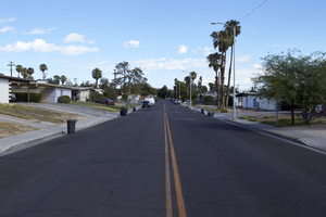 Mid-century modern home development on 15th Street near East Sahara Avenue looking north, Las Vegas, Nevada: digital photograph