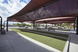 Bocce courts in the Justice Myron E. Leavitt & Jaycee Community Park, Las Vegas, Nevada: digital photograph