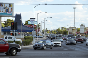 Traffic on South Eastern Avenue at East Sahara Avenue looking north, Las Vegas, Nevada: digital photograph