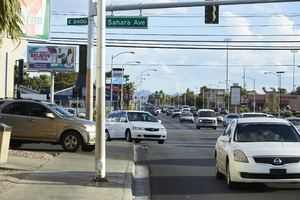 Traffic on South Eastern Avenue at East Sahara Avenue looking north, Las Vegas, Nevada: digital photograph