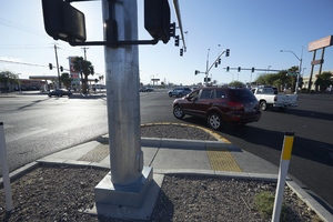 Traffic at the intersection of Boulder Highway / Fremont Street near East Sahara Avenue looking southeast, Las Vegas, Nevada: digital photograph