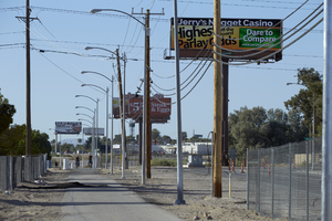 Bike path off East Sahara Avenue and Sandhill Road looking south, Las Vegas, Nevada: digital photograph