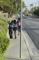 Sidewalks being used on Arville Street north of West Sahara Avenue, looking north, Las Vegas, Nevada: digital photograph