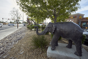 Animal statues at the McDonald's on West Sahara Avenue and Arville Street looking east, Las Vegas, Nevada: digital photograph