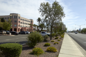 Clark County School District Administrative Building, looking east, Las Vegas, Nevada: digital photograph