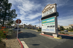 Commercial development on Decatur Boulevard south of West Sahara Avenue, looking west, Las Vegas, Nevada: digital photograph