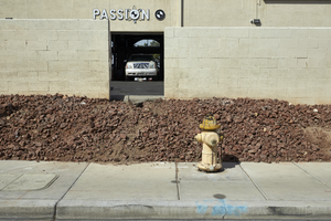 Auto shop next to a single family neighborhood, Las Vegas, Nevada: digital photograph