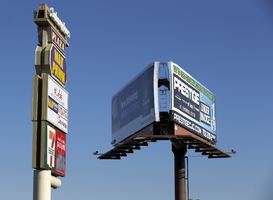 Signs on West Sahara Avenue at Jones Boulevard, looking north, Las Vegas, Nevada: digital photograph