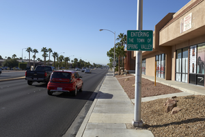 Spring Valley town sign on Jones Bouevard, looking south, Las Vegas, Nevada: digital photograph