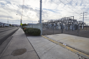 NV Energy Sahara Substation on East Sahara Avenue west of Lamb Boulevard, looking east, Las Vegas, Nevada: digital photograph