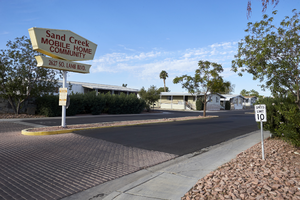 Sand Creek Mobile Home Community off Lamb Boulevard south of East Sahara Avenue, looking southwest, Las Vegas, Nevada: digital photograph