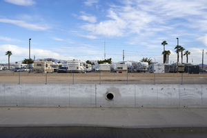 Flamingo wash and Maycliff trailer park, looking north, Las Vegas, Nevada: digital photograph