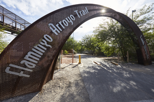Flamingo Arroyo Trail system off Lamb Boulevard south of East Sahara Avenue, looking east, Las Vegas, Nevada: digital photograph