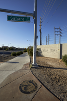 Trail maker at East Sahara Avenue and Sloan Lane, looking south, Las Vegas, Nevada: digital photograph