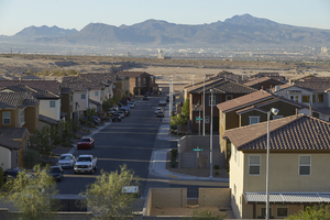 Fading Mist Drive in the last subdivision on East Sahara Avenue east of Hollywood Boulevard, looking south, Las Vegas, Nevada: digital photograph